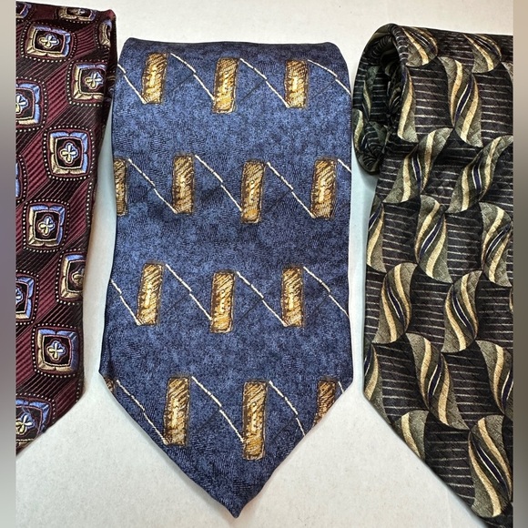 Lot of 4 JZ Richards Xtra Long 100% Silk Men’s Neckties Maroon Blue Tan Black - Picture 4 of 12